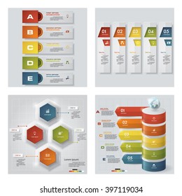 Collection of 4 design colorful presentation templates. Vector Background. For your idea and presentation.