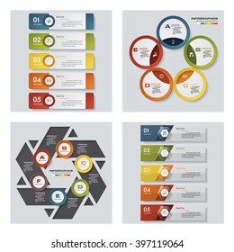 Collection of 4 design colorful presentation templates. Vector Background. For your idea and presentation.