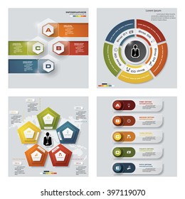 Collection of 4 design colorful presentation templates. Vector Background. For your idea and presentation.