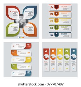 Collection of 4 design colorful presentation templates. Vector Background. For your idea and presentation.