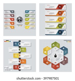 Collection of 4 design colorful presentation templates. Vector Background. For your idea and presentation.