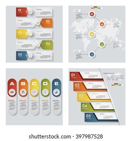 Collection of 4 design colorful presentation templates. Vector Background. For your idea and presentation.