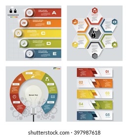 Collection of 4 design colorful presentation templates. Vector Background. For your idea and presentation.