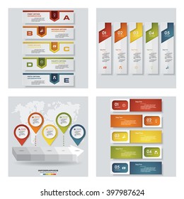 Collection of 4 design colorful presentation templates. Vector Background. For your idea and presentation.
