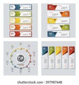 Collection of 4 design colorful presentation templates. Vector Background. For your idea and presentation.