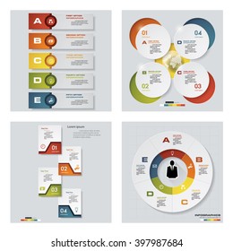 Collection of 4 design colorful presentation templates. Vector Background. For your idea and presentation.