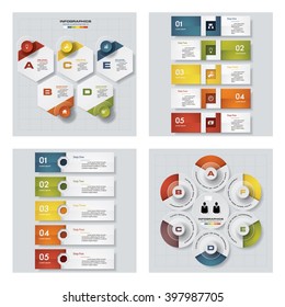 Collection of 4 design colorful presentation templates. Vector Background. For your idea and presentation.