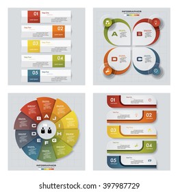 Collection of 4 design colorful presentation templates. Vector Background. For your idea and presentation.