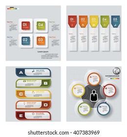 Collection of 4 design colorful presentation template. Vector Background. For your idea and presentation.