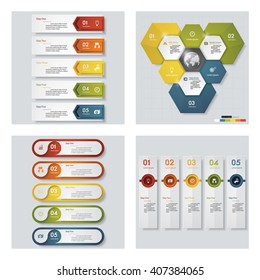 Collection of 4 design colorful presentation template. Vector Background. For your idea and presentation.