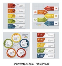 Collection of 4 design colorful presentation template. Vector Background. For your idea and presentation.