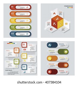 Collection of 4 design colorful presentation template. Vector Background. For your idea and presentation.