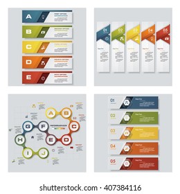 Collection of 4 design colorful presentation template. Vector Background. For your idea and presentation.