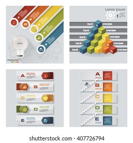 Collection of 4 design colorful presentation templates. Vector Background. For your idea and presentation.