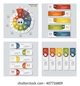 Collection of 4 design colorful presentation templates. Vector Background. For your idea and presentation.