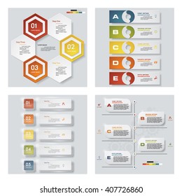 Collection of 4 design colorful presentation templates. Vector Background. For your idea and presentation.