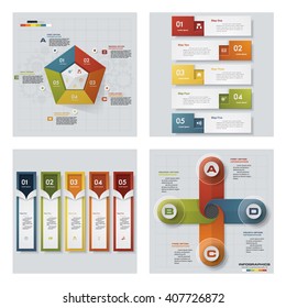 Collection of 4 design colorful presentation templates. Vector Background. For your idea and presentation.