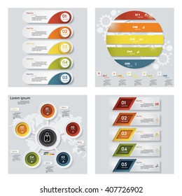 Collection of 4 design colorful presentation templates. Vector Background. For your idea and presentation.