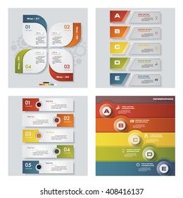 Collection of 4 design colorful presentation templates. Vector Background. For your idea and presentation.