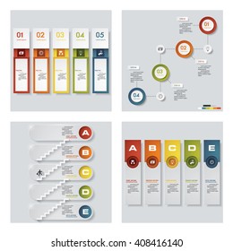 Collection of 4 design colorful presentation templates. Vector Background. For your idea and presentation.