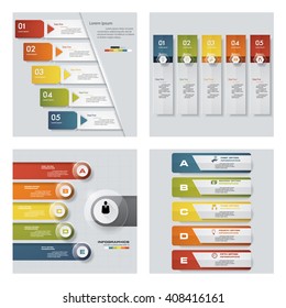 Collection of 4 design colorful presentation templates. Vector Background. For your idea and presentation.