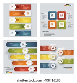 Collection of 4 design colorful presentation templates. Vector Background. For your idea and presentation.