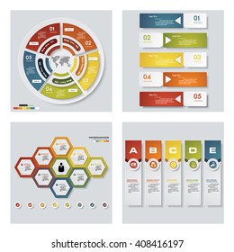 Collection of 4 design colorful presentation templates. Vector Background. For your idea and presentation.