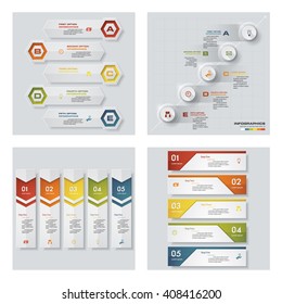Collection of 4 design colorful presentation templates. Vector Background. For your idea and presentation.
