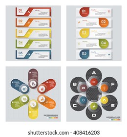 Collection of 4 design colorful presentation templates. Vector Background. For your idea and presentation.