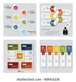 Collection of 4 design colorful presentation templates. Vector Background. For your idea and presentation.