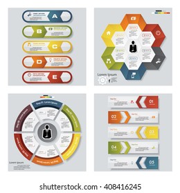 Collection of 4 design colorful presentation templates. Vector Background. For your idea and presentation.
