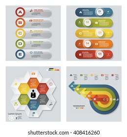 Collection of 4 design colorful presentation templates. Vector Background. For your idea and presentation.