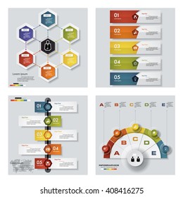 Collection of 4 design colorful presentation templates. Vector Background. For your idea and presentation.