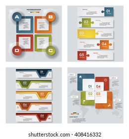 Collection of 4 design colorful presentation templates. Vector Background. For your idea and presentation.