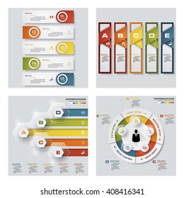Collection of 4 design colorful presentation templates. Vector Background. For your idea and presentation.