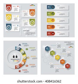 Collection of 4 design colorful presentation templates. Vector Background. For your idea and presentation.