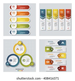 Collection of 4 design colorful presentation templates. Vector Background. For your idea and presentation.