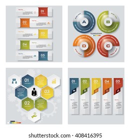 Collection of 4 design colorful presentation templates. Vector Background. For your idea and presentation.