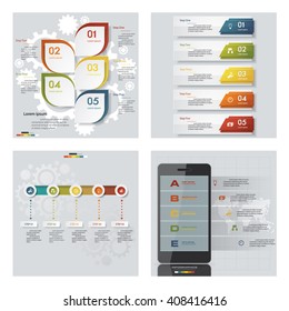 Collection of 4 design colorful presentation templates. Vector Background. For your idea and presentation.