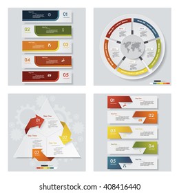 Collection of 4 design colorful presentation templates. Vector Background. For your idea and presentation.