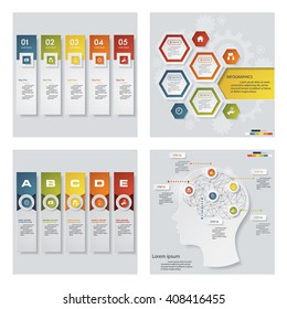 Collection of 4 design colorful presentation templates. Vector Background. For your idea and presentation.