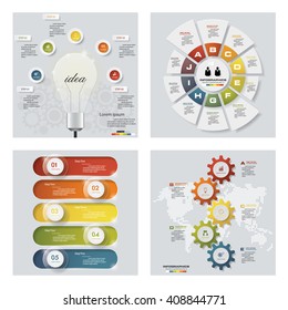 Collection of 4 design colorful presentation templates. Vector Background. For your idea and presentation.