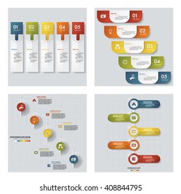 Collection of 4 design colorful presentation templates. Vector Background. For your idea and presentation.