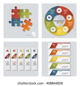 Collection of 4 design colorful presentation templates. Vector Background. For your idea and presentation.