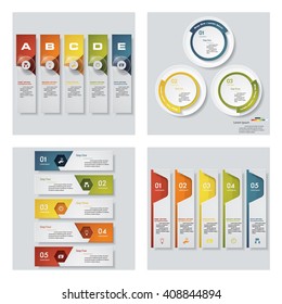 Collection of 4 design colorful presentation templates. Vector Background. For your idea and presentation.