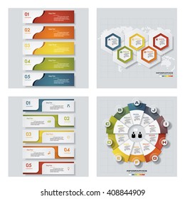 Collection of 4 design colorful presentation templates. Vector Background. For your idea and presentation.