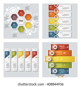 Collection of 4 design colorful presentation templates. Vector Background. For your idea and presentation.