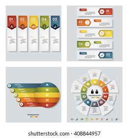 Collection of 4 design colorful presentation templates. Vector Background. For your idea and presentation.