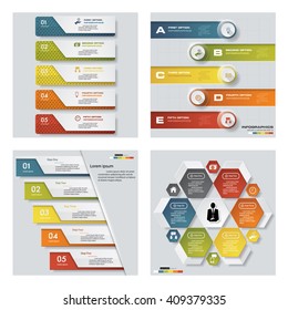 Collection of 4 design colorful presentation templates. Vector Background. For your idea and presentation.
