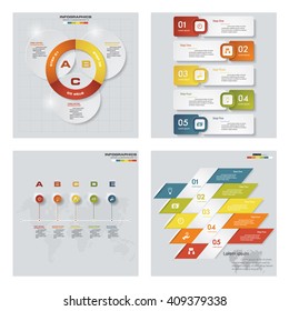 Collection of 4 design colorful presentation templates. Vector Background. For your idea and presentation.